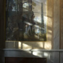 Een detail van een wandschildering in het Nijsinghhuis